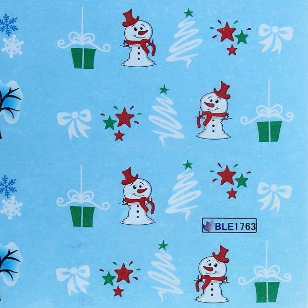 BLE Snowflake French Nail Art Tips Water Transfer Decals Sticker - MRSLM