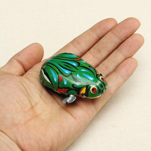 Funny Wind Up Jumping Frog Toy Clockwork Spring Tin Toy With Key - MRSLM