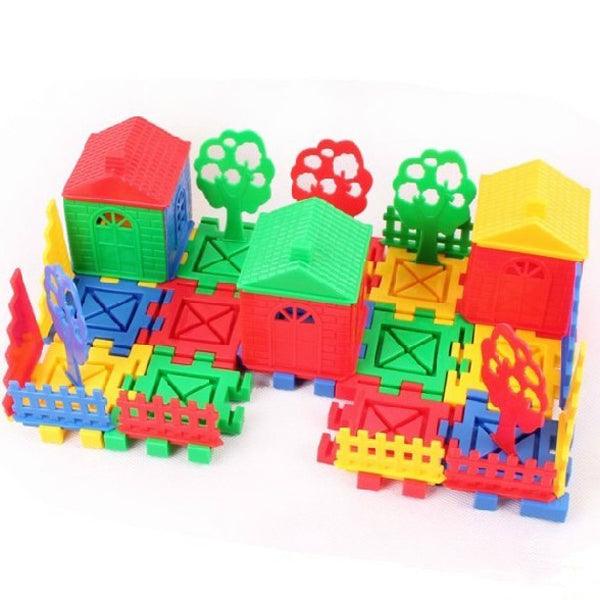 Children Educational Toys DIY Building Plastic Blocks Colorful House - MRSLM