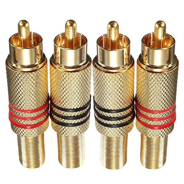 4Pcs Gold Plated RCA/Phono Male Plug Connectors Cable Protector - MRSLM