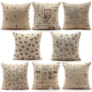 Vintage Shabby Chic Linen Pillow Case Home Bed Decor Cushion Cover - MRSLM