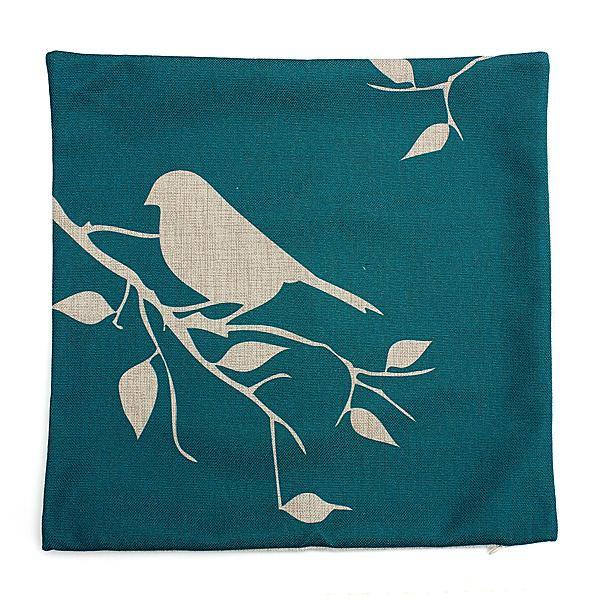 45X45CM Bird Vintage Linen Cotton Cushion Cover Decor Pillowcase - MRSLM