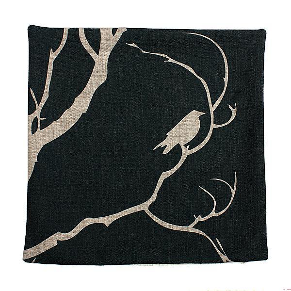 45X45CM Bird Vintage Linen Cotton Cushion Cover Decor Pillowcase - MRSLM