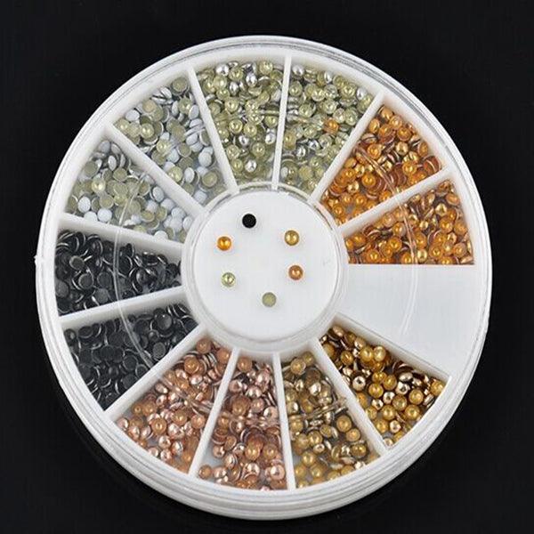 2mm 6 Colors Round Alloy Nail Art Decoration Wheel - MRSLM