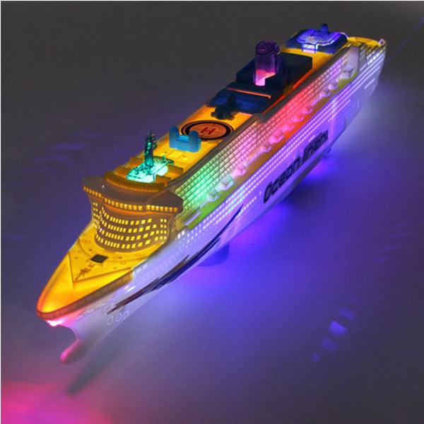 Ocean Liner Cruise Ship Boat Electric Toys Flash LED Lights Sounds Kids Christmas Gift - MRSLM