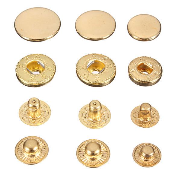 15Pcs Snap Fasteners Popper Press Stud Sewing Leather Button - MRSLM