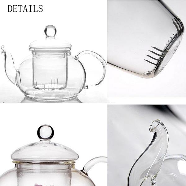 350ML-1000ML Heat Resistant Glass Teapot With Infuser Coffee Tea Leaf - MRSLM