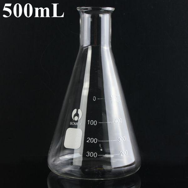 500ml 29/40 Graduated Narrow Mouth Glass Erlenmeyer Flask Conical Flask Ground Joints - MRSLM