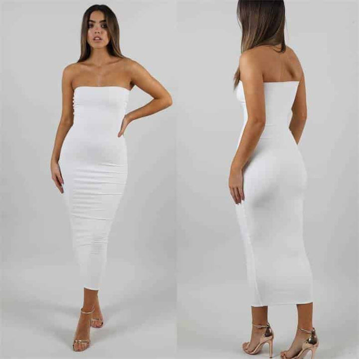 Sexy Strapless Long Bodycon Dress for Women