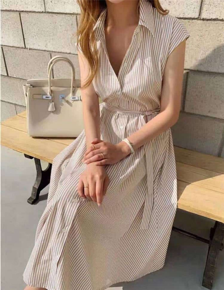 Striped Oversized Women's Maxi Dress in Casual