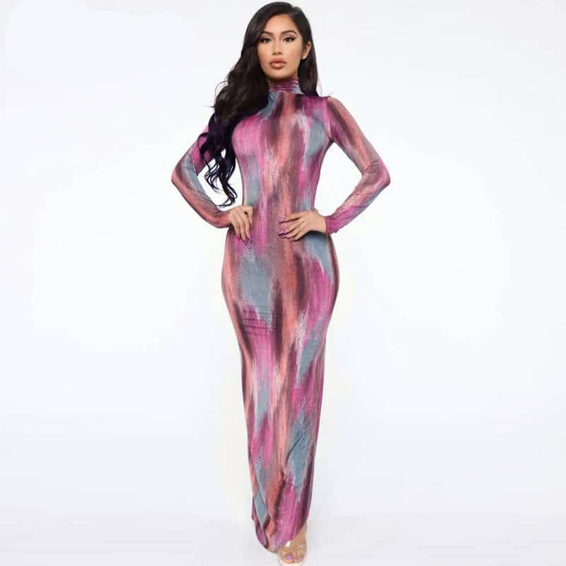 Women's Bodycon Long Sleeved Midi Dress