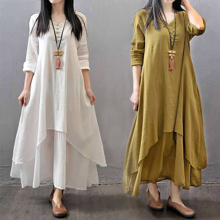 Women's Boho Linen Maxi Dress