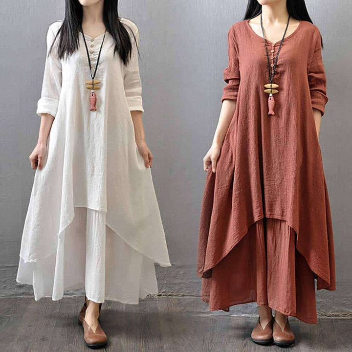 Women's Boho Linen Maxi Dress