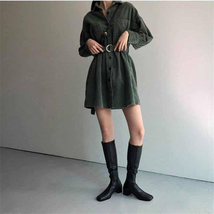 Women's Corduroy Shirt Dress