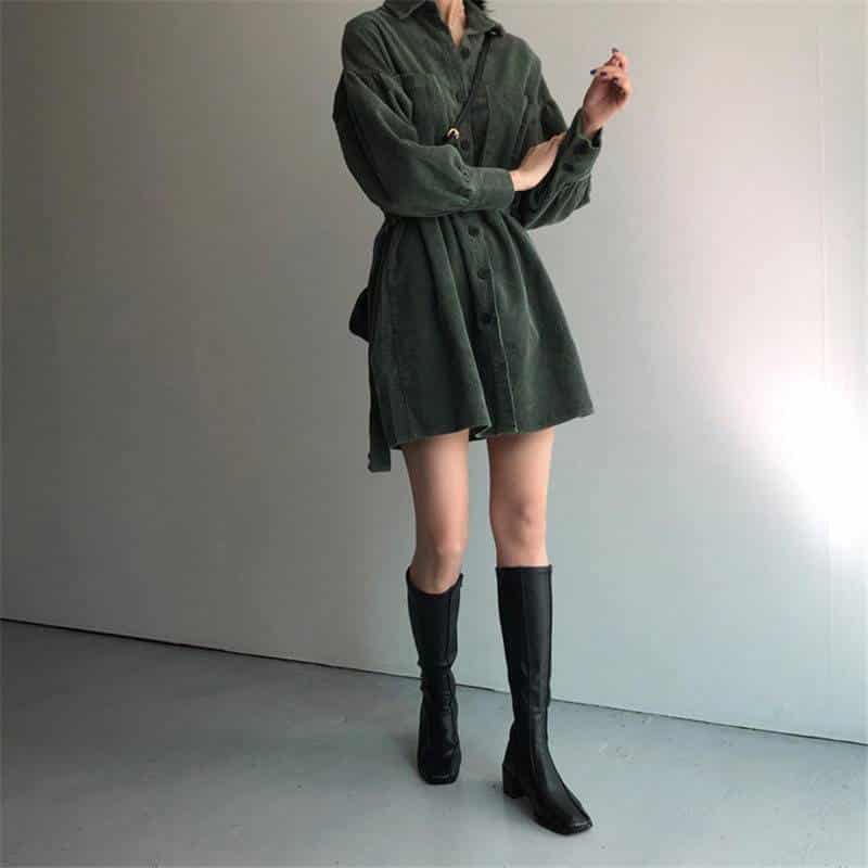 Women's Corduroy Shirt Dress