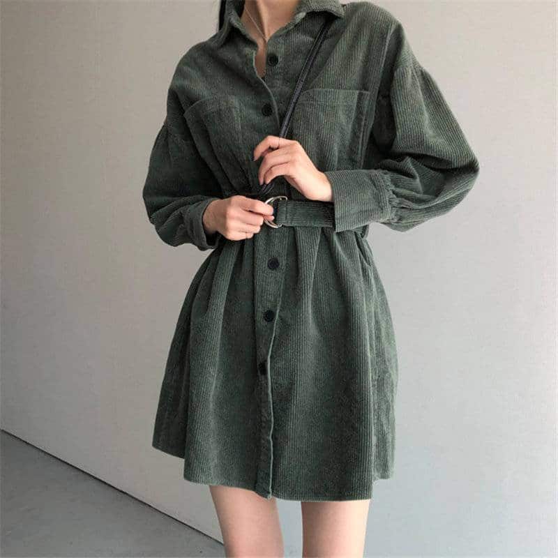 Women's Corduroy Shirt Dress