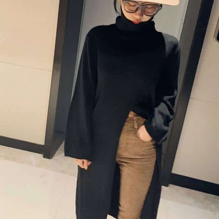 Women's Turtleneck Woolen Dress