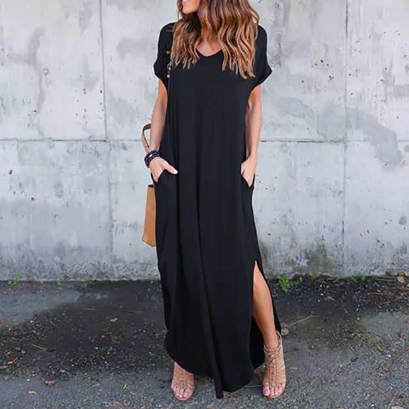 Women's V-Neck T-Shirt Maxi Dress