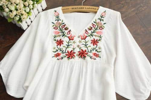 Women's Vintage Embroidered Mini Dress