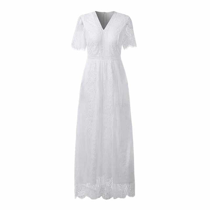 Women's White Lace Maxi Dress