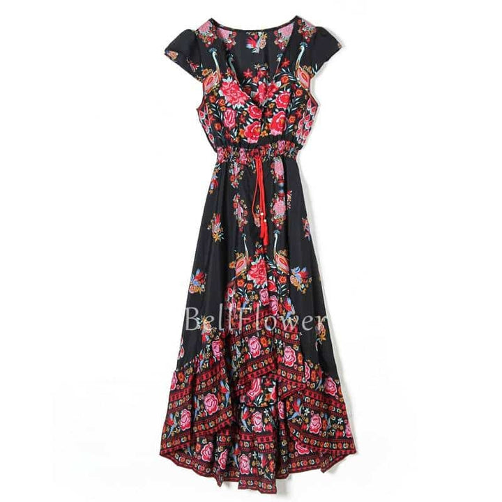 Women's Boho V-Neck Printed Dress