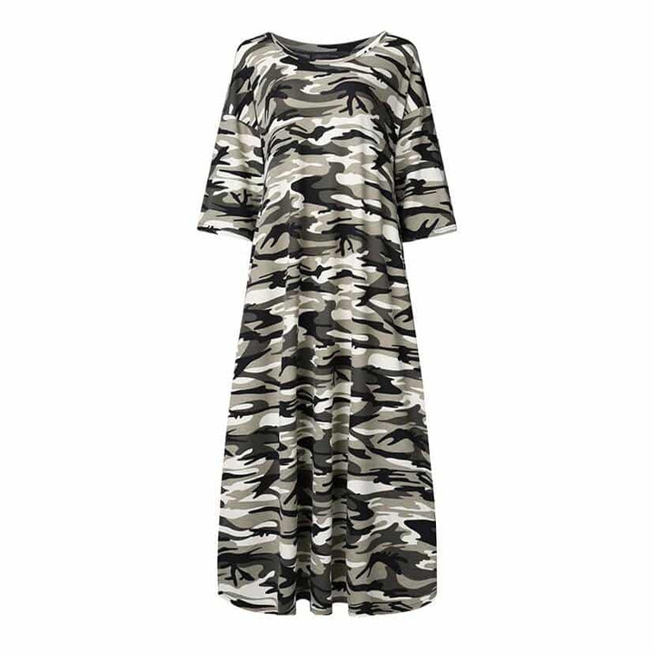 Women's Camouflage Printed Summer Oversized T-Shirt Dress