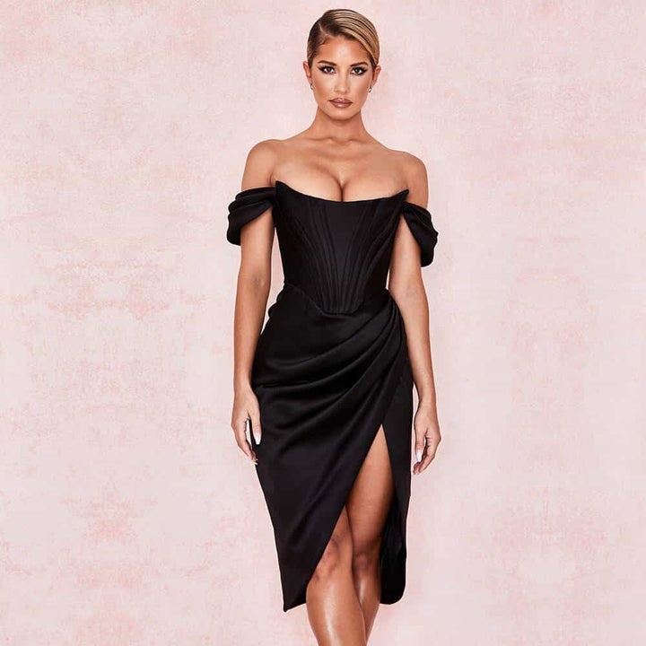 Women's Draped Satin Corset Dress