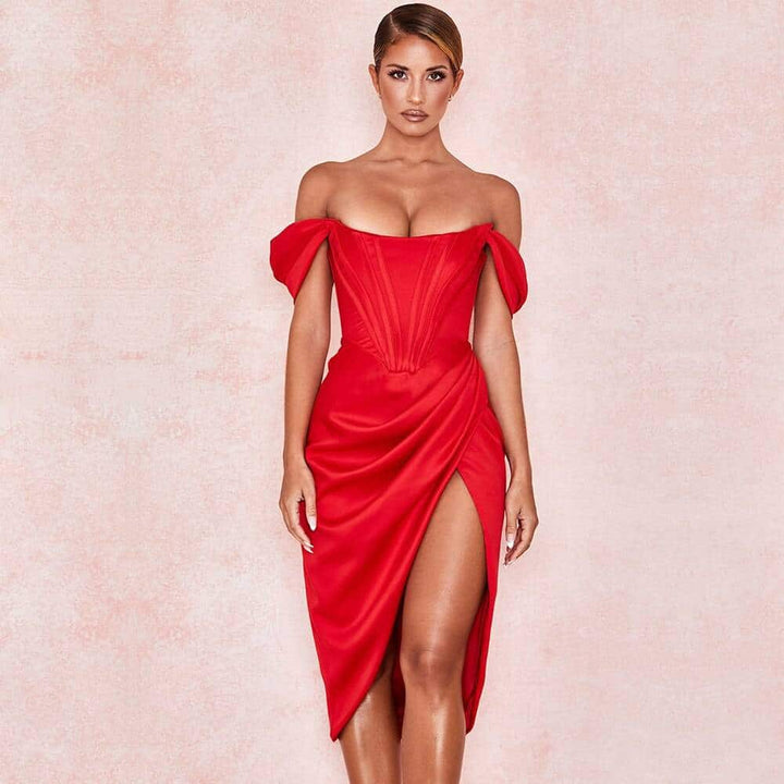 Women's Draped Satin Corset Dress