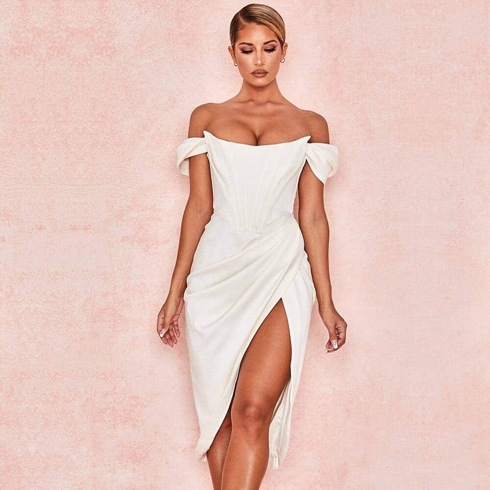 Women's Draped Satin Corset Dress