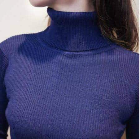Women's Knitted Solid Color Turtleneck Dress