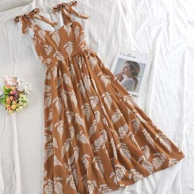 Women's Korean Style Chiffon Ruched Floral Dress