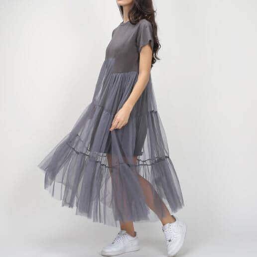 Women's Short Veiling Sleeved Dress