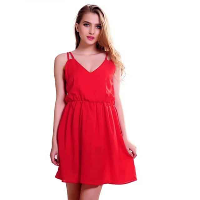 Women's Sleeveless Cami Mini Chiffon Dresses