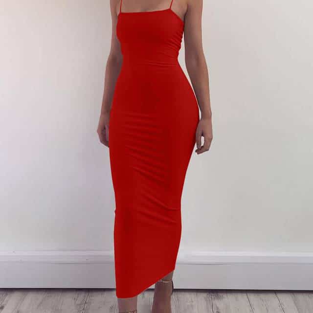 Women's Spaghetti Strap Backless Maxi Dress