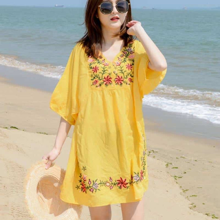 Women's Vintage Embroidered Mini Dress