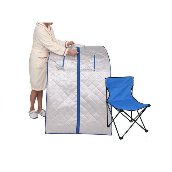 iBeauty Portable Far Infrared Sauna Room with Folding Chair Bathroom Furniture (Silver) - MRSLM