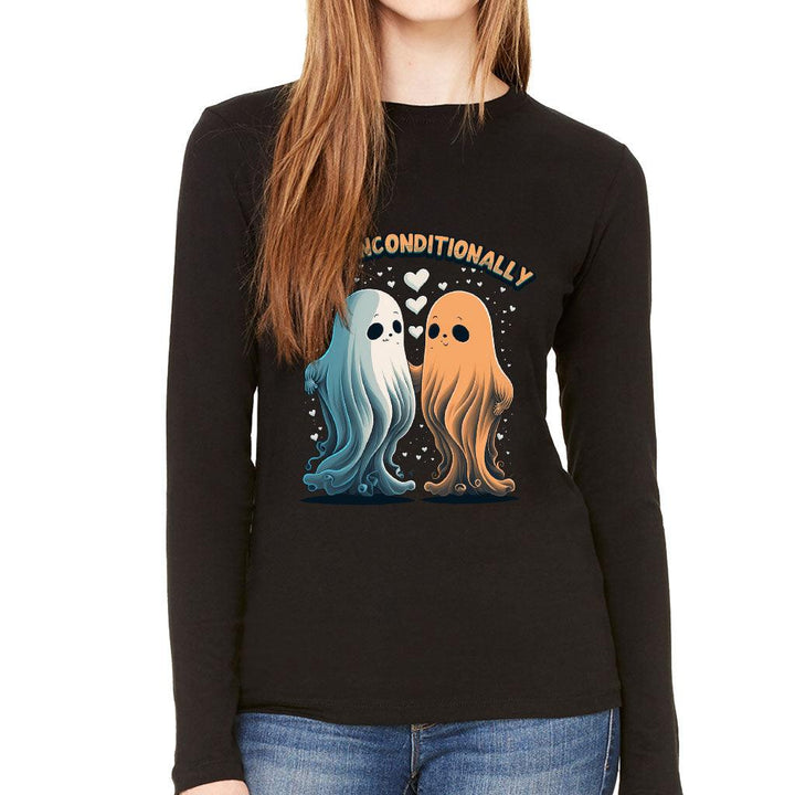Love Unconditionally Women's Long Sleeve T-Shirt - Ghost Print Long Sleeve Tee - Graphic T-Shirt - MRSLM