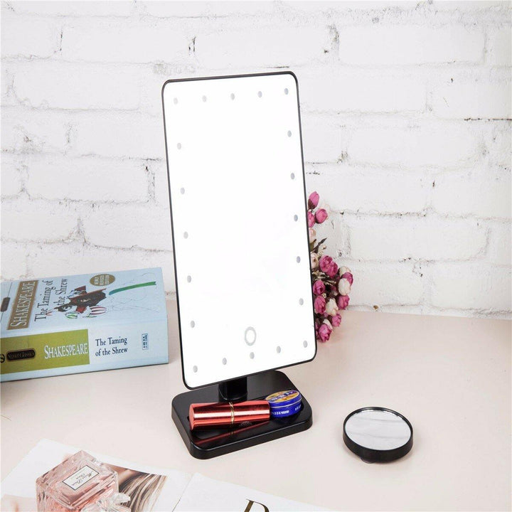 Makeup Mirrors,Charminer 20 LEDs Touch Screen Light Illuminated Cosmetic Desktop Vanity Mirror with Removable 10x Magnifying Spot Mirrors(Batteries Not Included) - MRSLM