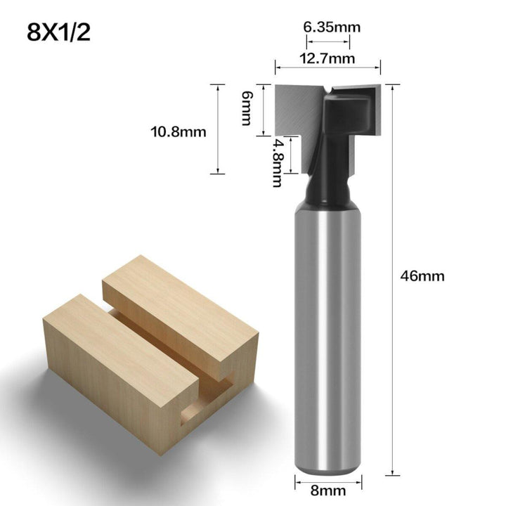Drillpro 8mm Shank T-Slot Keyhole Cutter Wood Router Bit Carbide Cutter For Wood Hex Bolt T-Track Slotting Milling Cutters - MRSLM