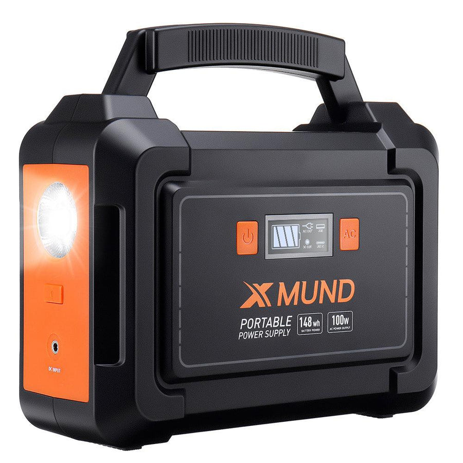 Xmund XD-PS2 148Wh Portable Power Station Backup Battery with 110V/220V 100W AC Outlet 2 DC Ports QC3.0 USB LED Flashlights Emergency Power Supply Solar Generator for CPAP Outdoor Advanture Load Trip Camping Emergency - MRSLM