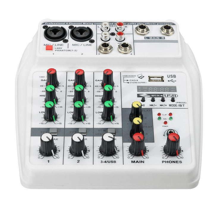 4 Channel Audio Mixer Bluetooth USB Stereo Studio Sound Mixing Console Digital - MRSLM