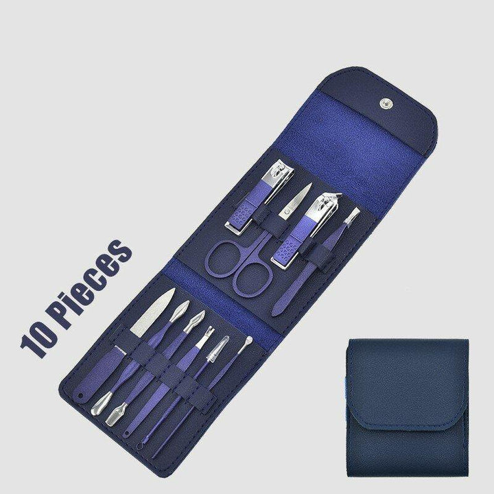 Blue Manicure Tools Set Pro Max Stainless Steel Professional Nail Clipper Kit of Pedicure Paronychia Nippers Trimmer Cutters - MRSLM