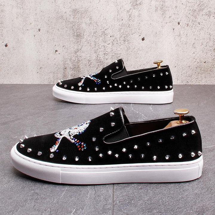 Hong Kong Trendy Brand European And American Trendy Men's Loafers Summer Fashion Personality Skull Casual Shoes Pedal Shoes Male Lazy - MRSLM