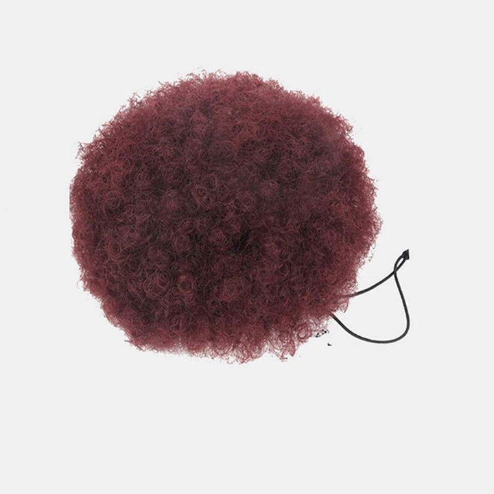 Afro Ponytail Hair Bun Drawstring Explosive Head Fluffy Curly Caterpillar Bun Hair Extensions - MRSLM