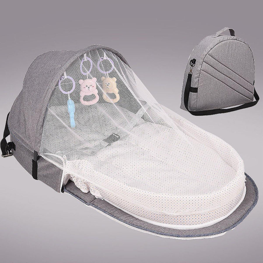 Foldable Multi-function Cotton Baby Bed Portable Crib With Net and Toys For Infant - MRSLM