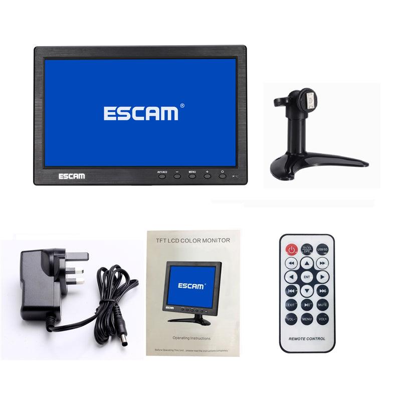 ESCAM T10 10 inch TFT LCD 1024x600 Monitor with VGA HDMI AV BNC USB for PC CCTV Security Camera - MRSLM