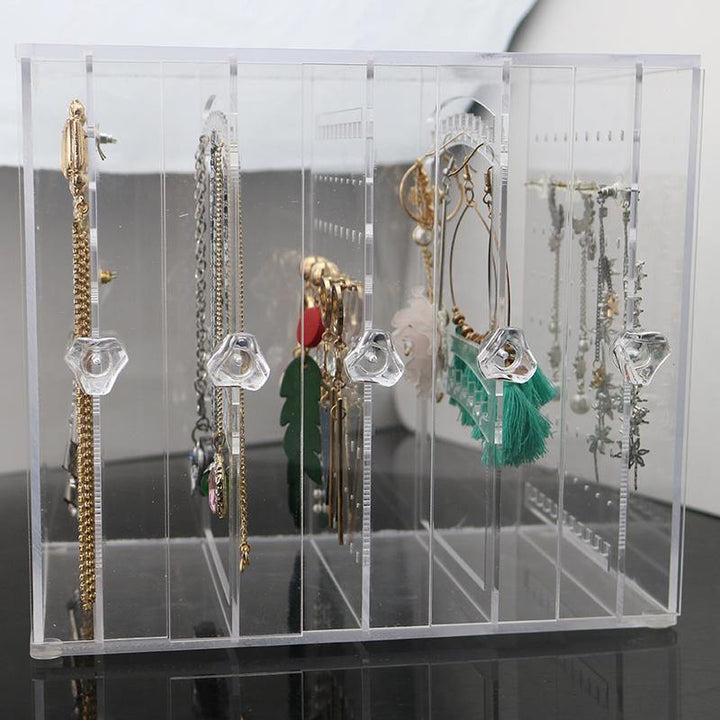 5 Trays Dustproof Transparent Acrylic Earrings Storage Box Jewelry Display Stand - MRSLM