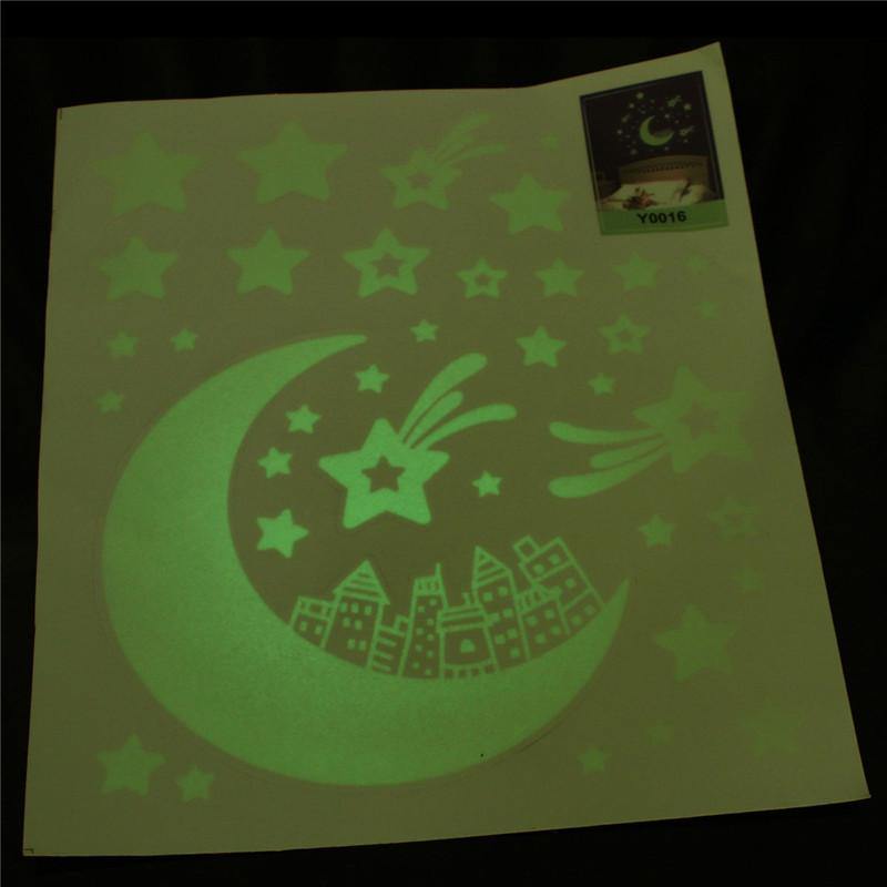 Glow in Dark Moon Star Luminous Stickers Removable Wall Sticker Vinyl Decal Mural Kids Room Decor - MRSLM
