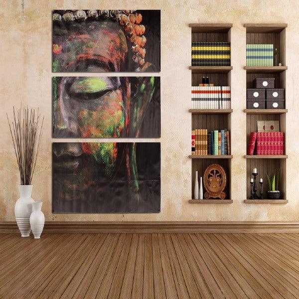 40x60cm Buddha Statues Triple Frameless Canvas Prints Oil Painting Wall Art Home Decoration - MRSLM