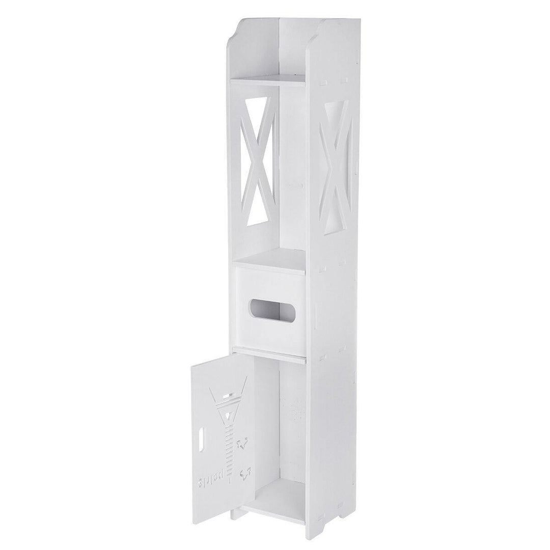 Small Bathroom Toilet Storage Cabinet Waterproof Organizer Standing Rack Shelf - MRSLM